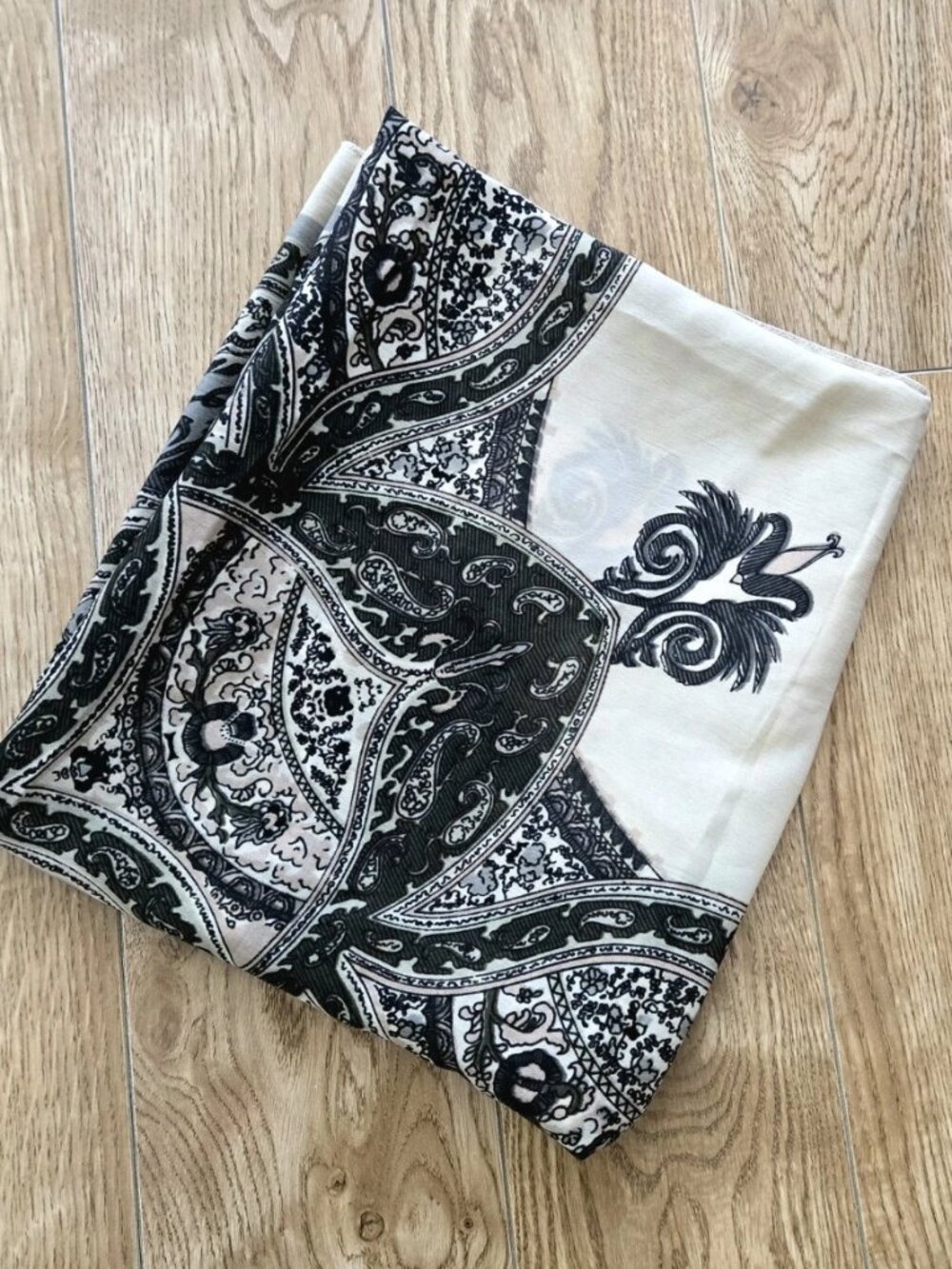 Vintage ELIF Silk Scarf in Warm tone Paisley Pattern Oversized 40 inch x 48 Inch